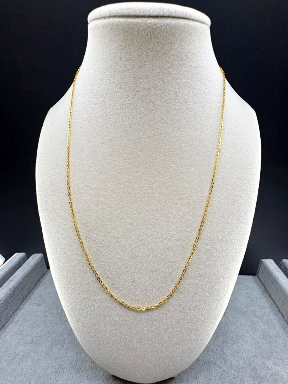 18K Yellow Gold Plated 999 Fine Silver Flash 1.3mm O-Chain Necklace 50cm 1.59g